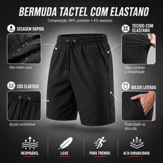 Kit 2 Short Mauricinho Masculino Tactel Bermuda Lisa Masculina Shorts de Elástico Leve Academia Praia