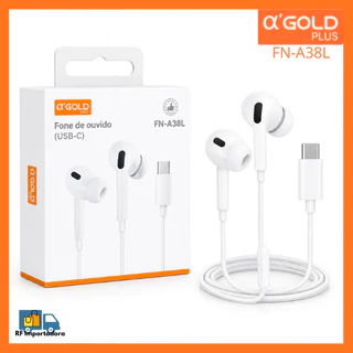 Fone De Ouvido Com Fio Tipo-C A'Gold Com Microfone Alto Som Qualidade Para Android iOS IPhone