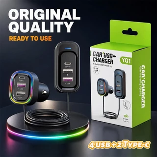 6 PORTES Carregador Celular Veicular Turbo 2 TIPO C +4 USB Carregamento Rápido Origina