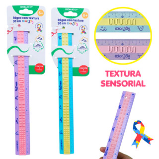 Régua Sensorial Com Textura 3D 30cm Escolar Infantil Autismo TEA TDAH ...
