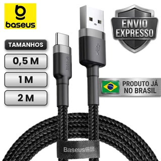 Cabo Tipo C Turbo Baseus Cafule Original 3A 2m Nylon Trançado Anti Quebra QC3.0