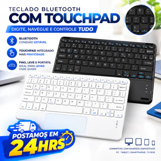 Teclado Sem Fio Com TouchPad Bluetooth TV, TV Box, PC e Notebook-Celular-Laptop-Tablet 2.4GHz
