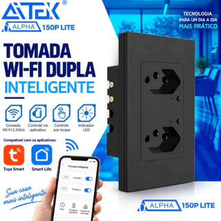 Tomada Inteligente Wi-Fi Dupla de Embutir Tuya Smart Life Bivolt 110-250V Controle pelo Celular