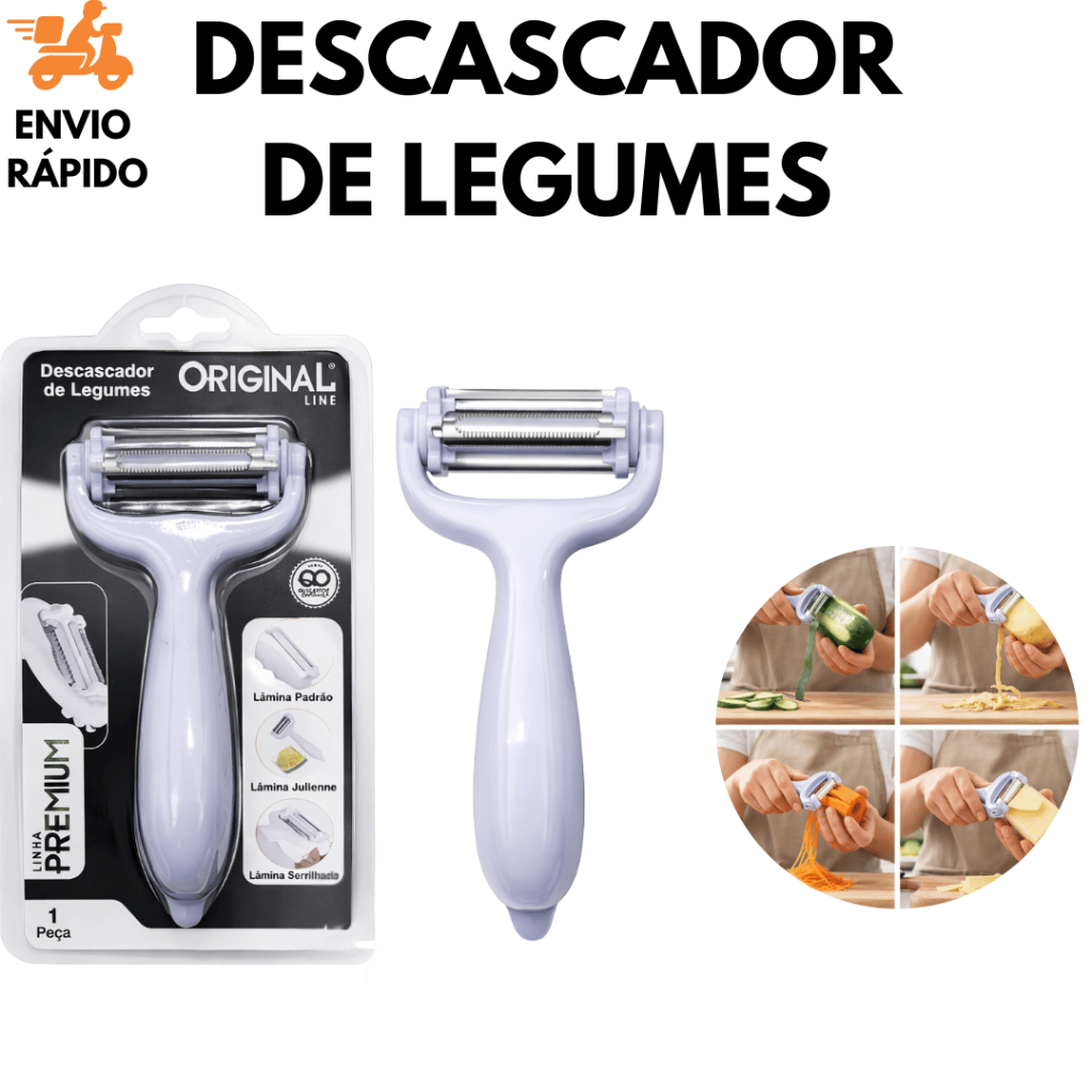 Descascador De Legumes 3 Em 1 Original Line Com 3 Lâminas Inox Cabo Ergonômico | Shopee Brasil