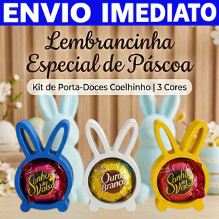Lembrancinha Páscoa Kit 5 10 20 30unid Porta Bombom Coelho 3 Core Econômico  Escola Confraternização em Oferta na Shopee