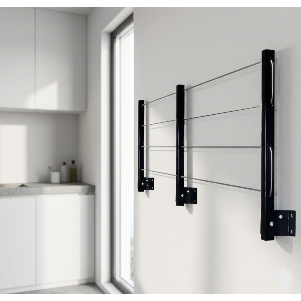 Varal De Roupa 3 hastes Retratil Para Parede Muro Casa Até 8 metros Com ...