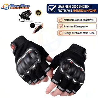 New Star Luva Meio Dedo Ciclismo Motoqueiro Academia Esporte Crossfit Preto Tamanho Único