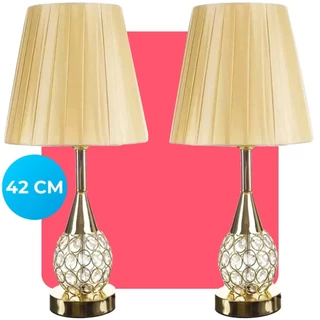 Kit 2 Abajur Luminaria Decorativo Quarto Sala Criado Mudo Cristal Com Led 42cm Tippi em Oferta na Shopee