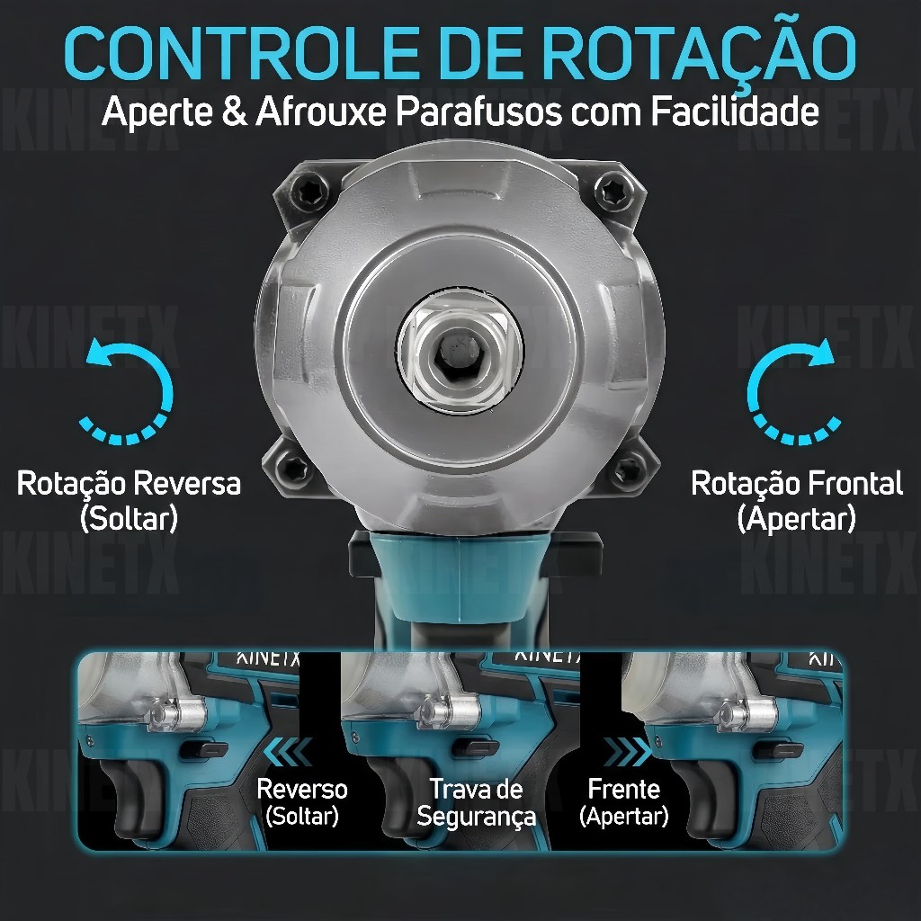 hbk KINETX 3in1 Chave de Impacto Sem Escova 68VF 300Nm 2 Baterias 17mm