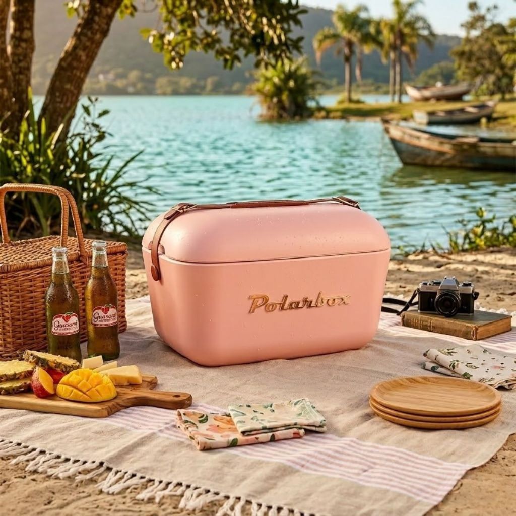 Caixa Térmica Cooler Portátil Polarbox com Alça em Couro Camping