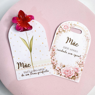 Tag Card para Mini Piranha/Presilha Cabelo Tema Dia das Mães • 50 Unidades •  Mimo Lembrancinha Cliente em Oferta na Shopee