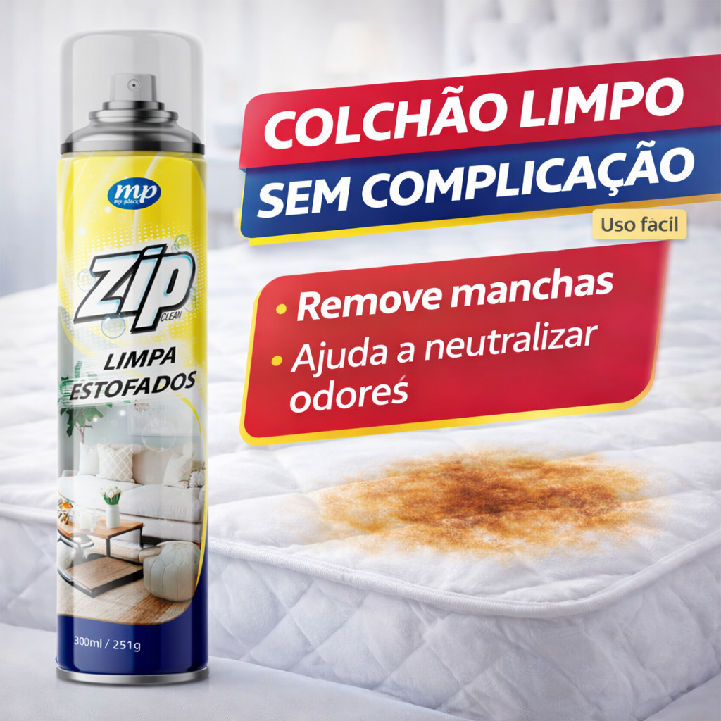 Zip Clean Limpa Colchao Spray 300Ml Espuma Seca Remove Manchas Odores ...