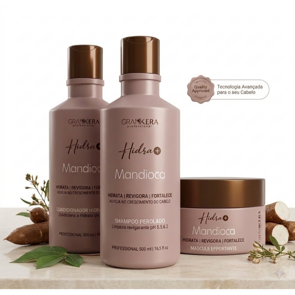 Kit Mandioca GRANKERA Shampoo Perolado 500ml Condicionador 500ml e
