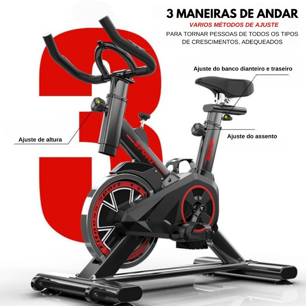 Bicicleta Spinning Ergométrica Para Exercícios Com Monitor Profissional Sport Suporta até 120kg