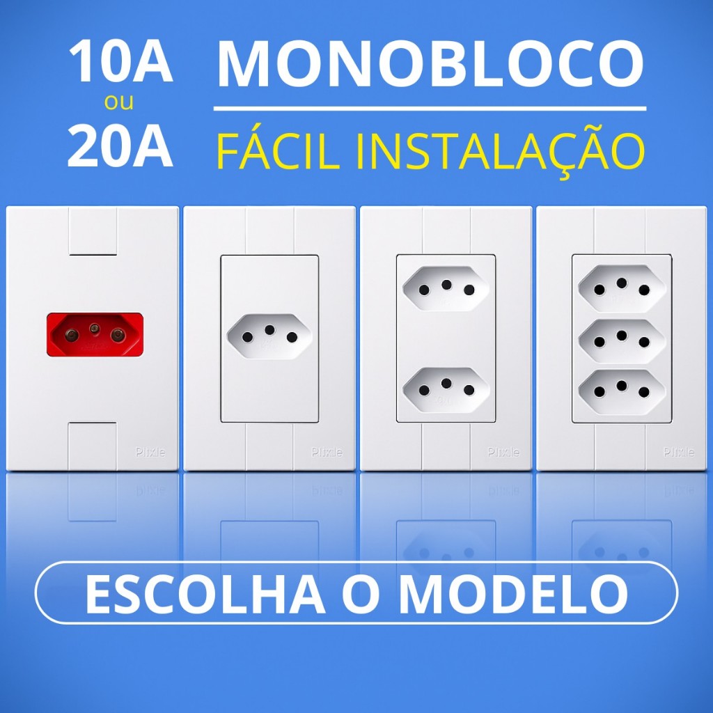 Tomada 10A 20A Amperes Slim Modular Simples Dupla Tripla Branca 4x2 ...