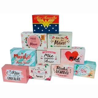 Caixas das Mães Caixinhas Para 6 Doces + 60 Forminhas Grátis Brigadeiro Bombom Docinho 10 unidades em Oferta na Shopee
