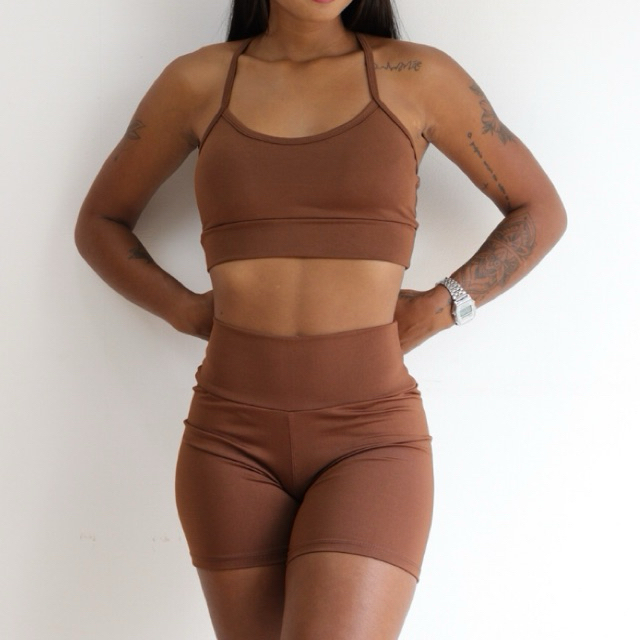 Conjunto Top e Short Alcinha Costa Nadadora Fitness Academia Treino em Oferta na Shopee