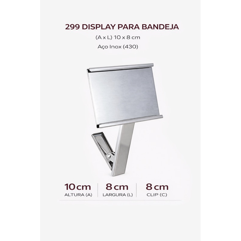 🏷️ Display Porta Etiqueta Inox para Bandeja Padaria Buffet (