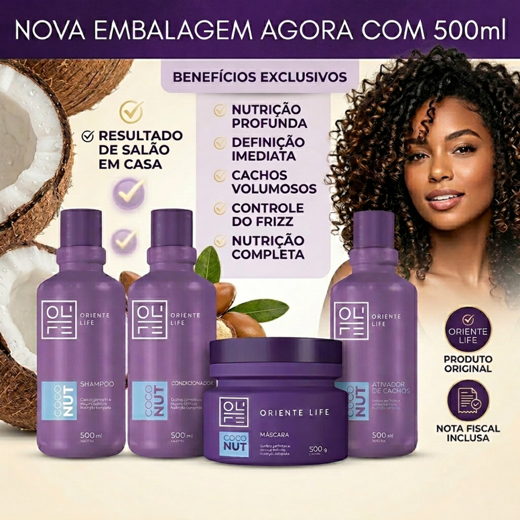 Kit Coconut Oriente Life para Cabelos Cacheados (nova embalagem