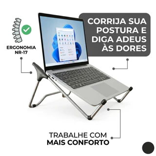Suporte Notebook Compacto Feito Em Aço Nr-17 Ergonomico Nf para Aparelhos de ate 15,6 Polegadas