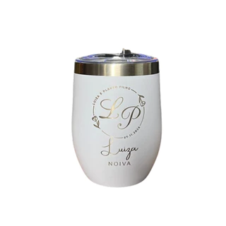 Kit com 3, 4, 5, 7 e 10 Unidades - Copo Cuia Térmica 350ml Personalizado com Tampa