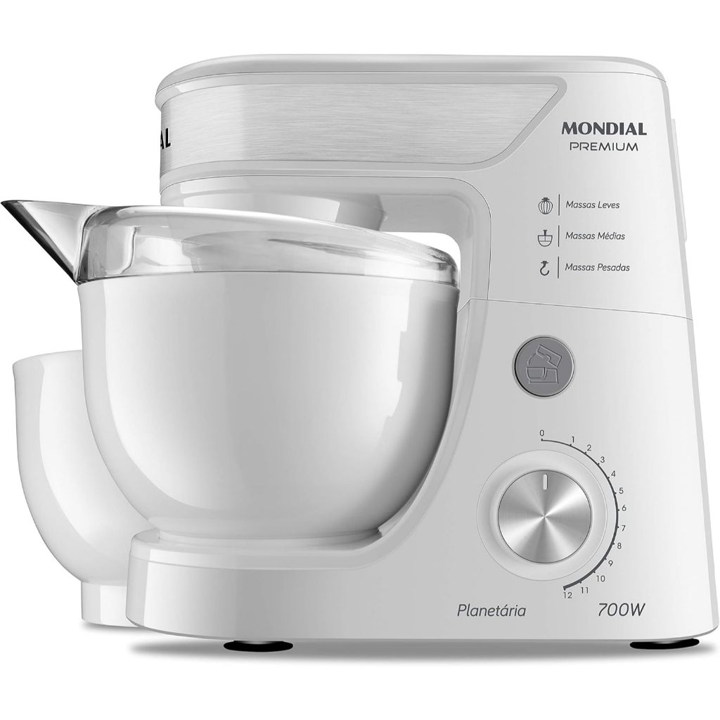 Batedeira Planetária, Mondial, Branco/Inox, 700W, 110V - BP-