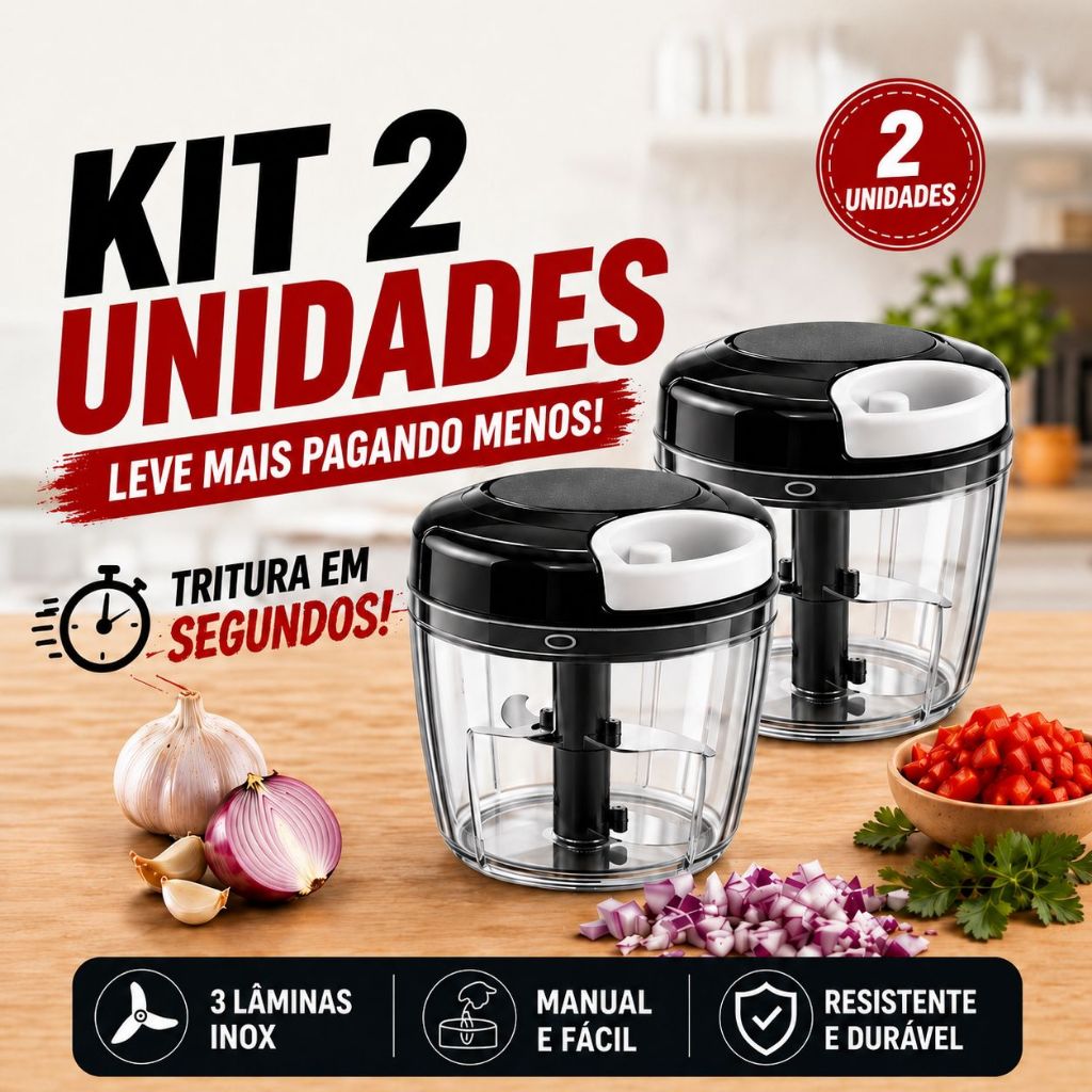 KIt 2 Processador Manual de Alimentos 500ml | Triturador Cor