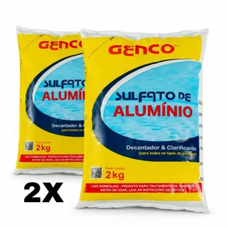 Kit 2 Sulfato de Alumínio Genco 2kg Decantador Clarificante Para Piscinas