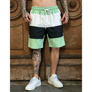Bermuda Masculino Short Elastano fino com listrado Piscina Verão 2026 Lançamento