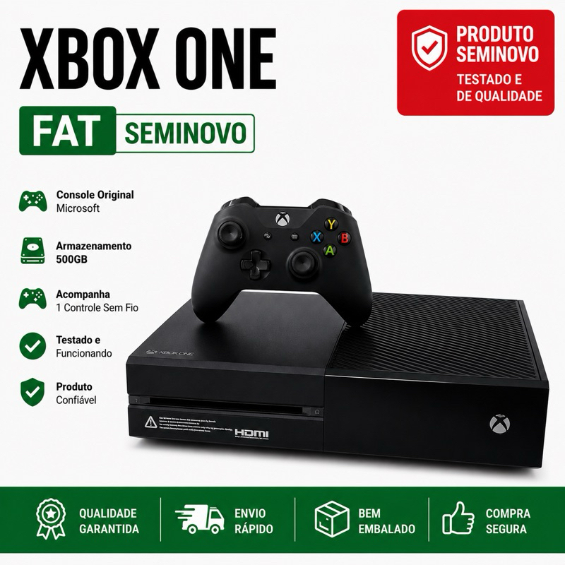 Xbox One Fat 500GB 1 controle Original | Shopee Brasil