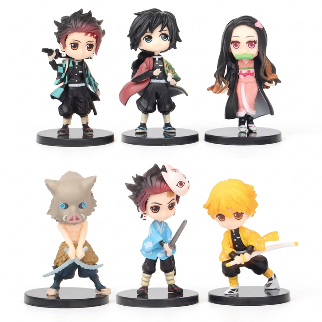 Kit 6 Figuras de Ação Demon Slayer - Kimetsu no Yaiba - Anime - Tanjiro ...