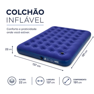 Colchão Casal Solteiro Inflável Mor Multiuso Com Inflador Embutido