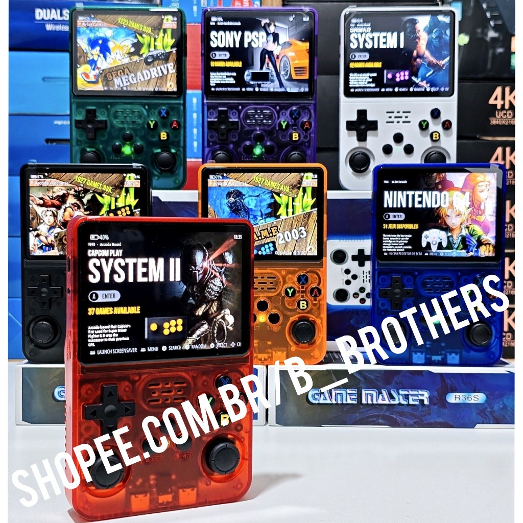 Console games retrô RS36 64 GB +18 mil jogos Original 2 chips lado ...