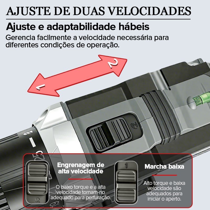 JMJN Parafusadeira Furadeira De Impacto Sem Fio 48V 2 Baterias Com