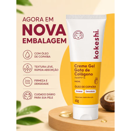 Creme Gel Gota de Colágeno Copaíba Kokeshi 45g Creme Gel Gota de Colágeno Copaíba Kokeshi 45g