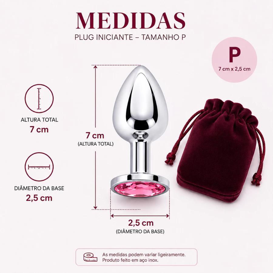 Plug Anal de Acero Inoxidable con Joya Rosa – Tallas S