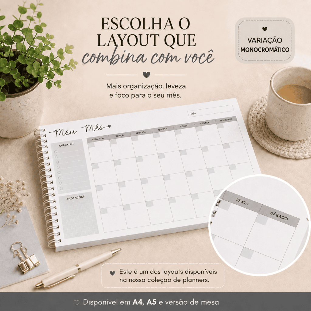 Planner Harmonia Multicor — Monocromático