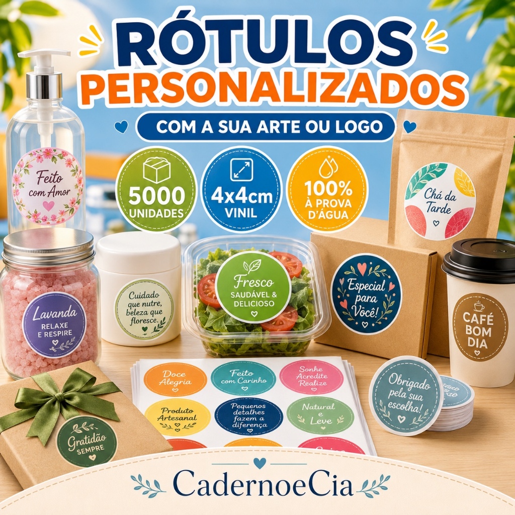 5000 Rótulos Adesivos 4x4cm - Vinil - 100% á Prova d'agua | Shopee Brasil