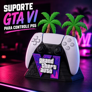 Suporte Controle PS5 GTA VI Grand Theft Auto Porta Controle DualSense Organizador Gamer Decoração Setup PlayStation 5