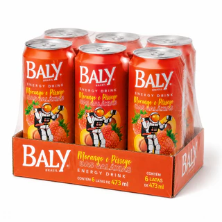 Energético Baly Morango E Pêssego das Galaxias 473ml 6UN