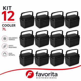 Kit 12 Cooler Térmico 7L Preto Bebidas Geladas Praia Churrasco Camping Toy26017