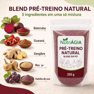 Beterraba Guaraná Mac Uva Gengibre Pré treino Natural 250g Nutriágia