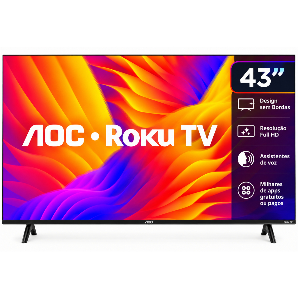 Smart Tv Aoc 43" Full Hd Led Roku Wi-Fi Usb Hdmi 43S515578G