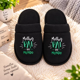 Pantufa Dia dos Pais Chinelo de Quarto Presente em Meia Malha com solado Borracha Eva