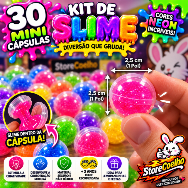 Kit 10/20 Ou 30 Geleca Slime P/ Festa Lembrancinha Infantil Aniversario ...