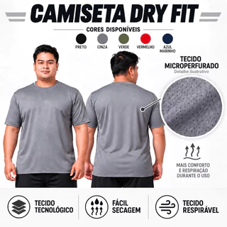 Camiseta Dry Fit Masculina Premium Secagem Rápida Academia Treino Corrida Esporte Musculação Tecnológica Performance