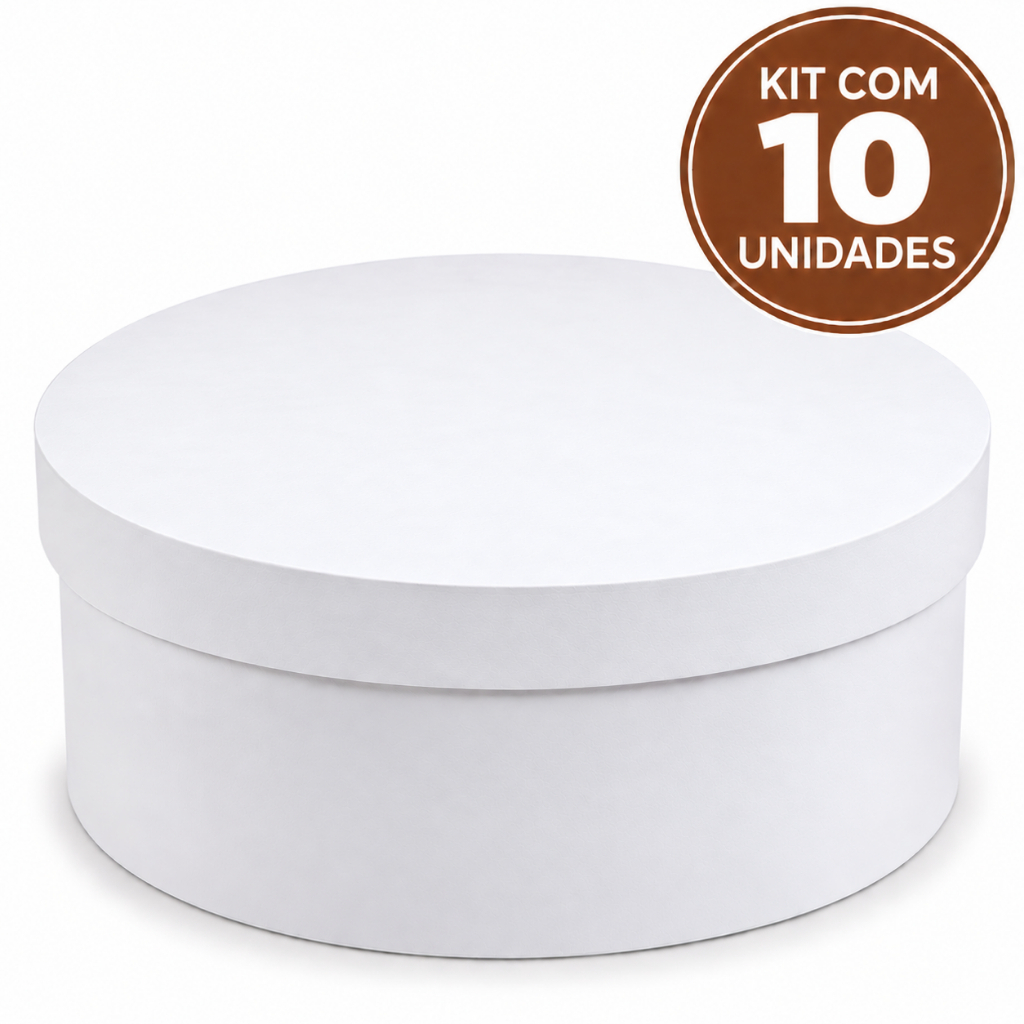 Kit com 10 Caixas Redondas Pintadas Brancas em MDF Decorativas 20x7 ...