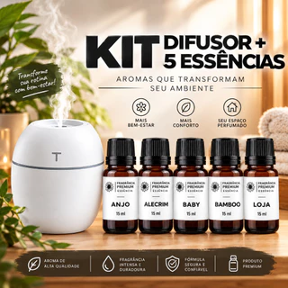 Kit Mini Umidificador Difusor Aromatizador Ambiente Egg com Essências | 1 Umidificador + 5 Essências