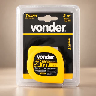 Trena Vonder 3 Metros Fita de Aço Métrica com Milímetros e Polegadas Medição Manual 3m