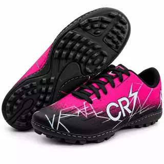 Chuteira Cr7 Masculina Adulto e Infantil Society Profissional Campo Antiderrapante